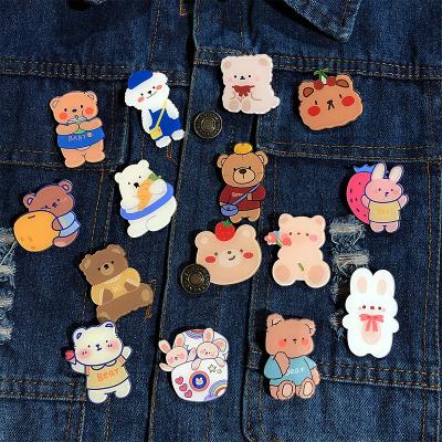 China Wholesale China INS Brooch Scarf Brooch Cartoon Bear Badge Bag Charm Girls Small Jewelry Cute Acrylic Patch Product Dresser for sale