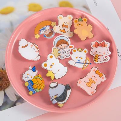 China Convenient Cute INS Bear Badge Astronaut Acrylic Cartoon Pin Bag Clothing Pin Accessories Brooch Volume for sale