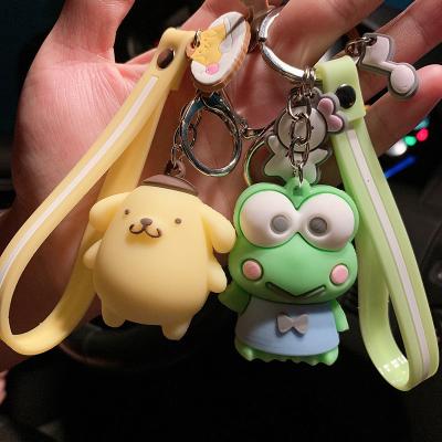 China Fashionable Creative Cute Cartoon Silicone Craftsman Kitten Key Chain Couple Car Promotional School Bag Pendant Keychains for sale