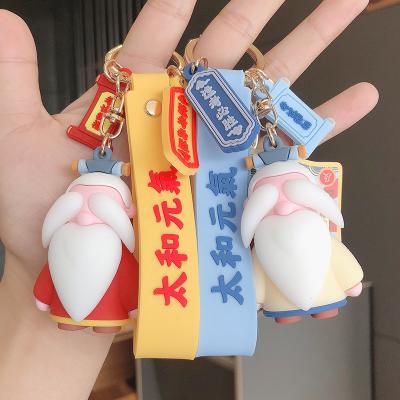 China Fashionable PVC Plastic Children's Cartoon Designer Car Key Chain Ring Toy Keyring Creative Kong Zi Cute Key Chain Custom for sale