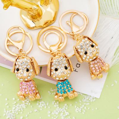 China High Quality Faux Animal Stone Diamond Gog Keychain Bag Pendant Crystal Keychains Eco Friendly Fashion Alloy for sale