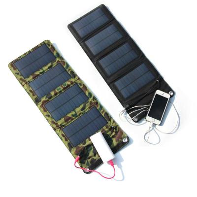 China Foldable Charger Controller 7W Solar Panel Travel Camping Phone Charger Black For USB Charging System TC-S07 for sale