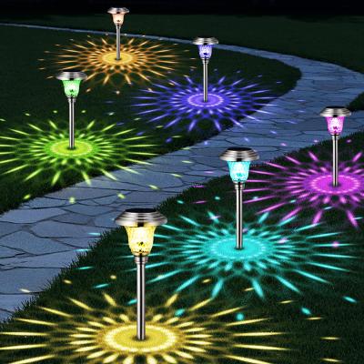 China LANDSCAPE Solar Park Lights With 7 Color Changing Track Outdoor Garden Stake Glass Stainless Steel Sun Powered Colorful Landscape Lighting for sale