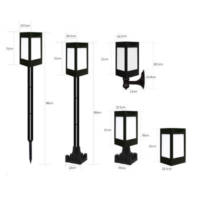 China Classic Outdoor 8led Solar Led Garden Pillar Post Cap Light Wall Lamp Black Finished Plastic Decorative Garden Landscape Lighting for sale