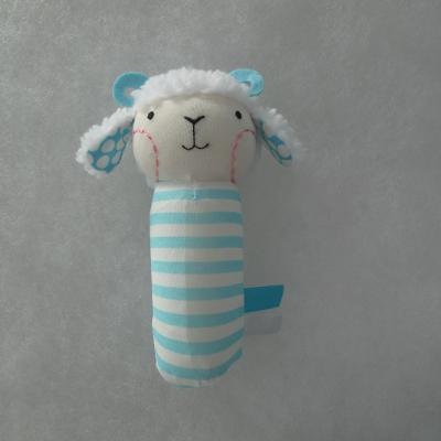 China Hot Selling Blue Soft + Soft Boa Woven Material Toy Sheep Rattle For Baby Educational Toy for sale