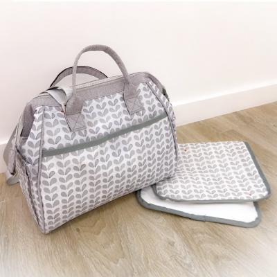 China Backpack China Factory Light Gray Fabric Portable Newest Diaper Bag With Changing Mat for sale