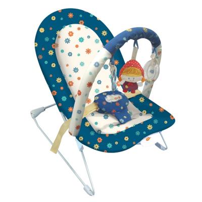 China Hot Selling Blue Plastic Baby Chair Swing Cartoon Soft Bouncer With Musical And Vibration for sale