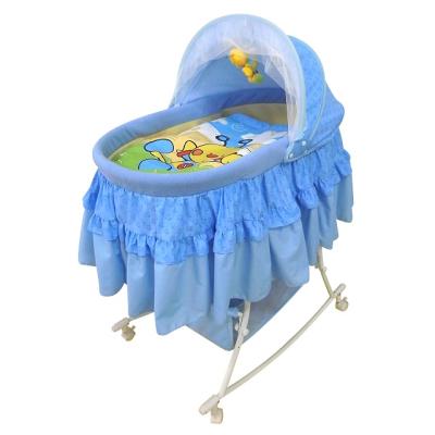 China Blue Plastic Wholesales Carry Polyester Fabric Metal Frame Baby Crib Swing For Child for sale