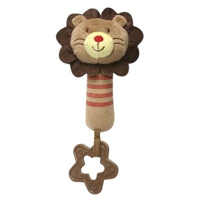 China Toy Custom Color Dark Drown musical Lion Plush Baby Hand Rattles cute for newborn for sale