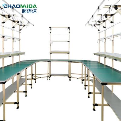 China line products electronic mobile phone accessories conveyor pvc belts production line assembly table with light zu verkaufen