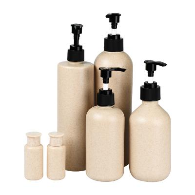 China Non Spill Renewable Straw Material Shampoo Lotion Bottle Degradable Hand Sanitizer Bottles for sale