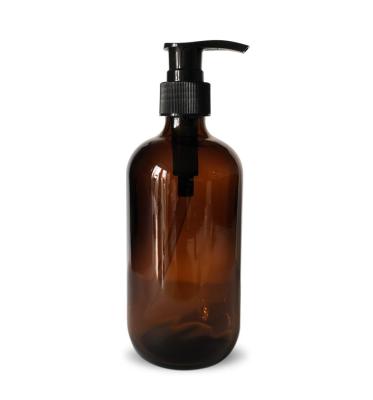 China Wholesale Cosmetic 100ml 250ml 500ml Amber Glass Empty Body Lotion Bottle With Dispenser for sale