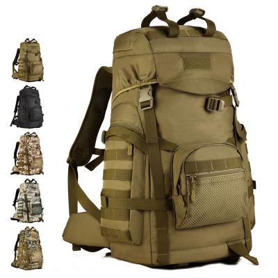 China 60L Large Volume Waterproof Outdoor Military Tactical Mountaineering Heavy Nylon Tactical Backpack With Aluminum Sight for sale