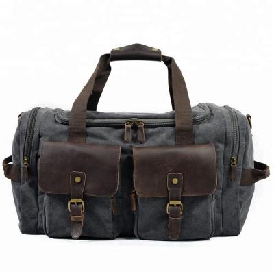 China Custom Made Vintage Canvas Sport Weekend Leather Look And Bareback Buying Waxed Duffel Bag for sale