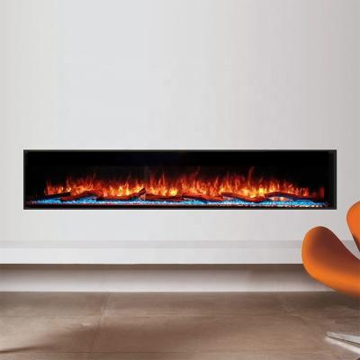 China Modern Element 3D Electric Fireplace LED Wall Flame Heater Insert Electric 72 Inch Linear Fireplace for sale