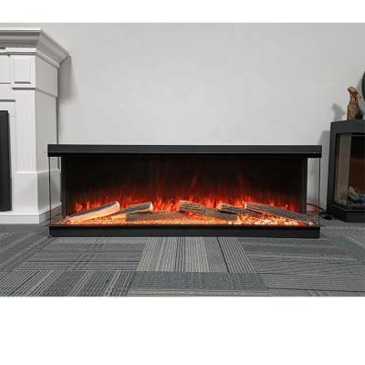 China Modern 3D LED Modern Electric Fireplace 3 Sided Glass Flame Heater Insert Electric Fireplace 60 inch for sale