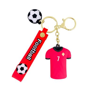 China Wowei 3D Sport Fashionable Cool Football Rubber Key Chains Tank Top For Promotional Finger Ring Decoration Bag Gift Accessories for sale