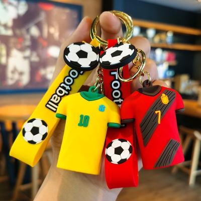 China 2023 Fashionable WoWei Ring Gift World Cup Argentina Mascot Qatar Yiwu Football Charm Silicone Key Chain Key for sale