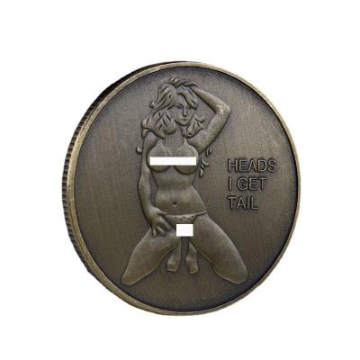 China Custom Cheap Sexy Woman Europe Wowei Challenge Bronze Commemorative Gold Coin From Lucky Girl Collectibles for sale