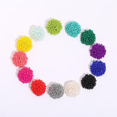 China WoWei TRENDY Rice Seed Bead Beaded Stud Earrings Handmade Glass Seed Beaded Earrings Ideal For Holidays for sale