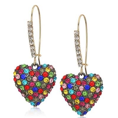 China Wowei TRENDY fashion jewelry fine stone heart dangle faux stone drop earrings charm earrings for girls for sale