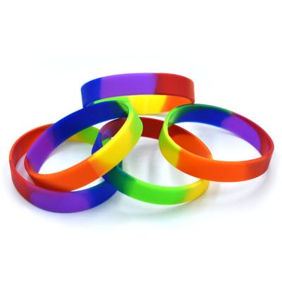 China Romantic Wowei Personalized Rainbow LGBT Pride Silicone Bracelet For LGBTQ Wristband Jewelry Gift For Him for sale