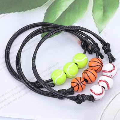 China Sport Fashion Wowei Wax Rope Waterproof Rugby Bracelets Casual/Sporty Ball Adjustable Charm For Women Men Sports Jewelry Gift for sale