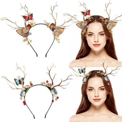 China WoWei Christmas Antler Horn Headbands Headband WoWei Christmas Horn Headbands Reindeer Hair Band Christmas Deer Headwear for Girls and Kids Adult for sale