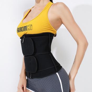 China Wholesale Private Label Breathable Neoprene Slimming Removeable Double Strap Belt Compression Zipper Waist Trainer Sweat Belt With Hooks for sale