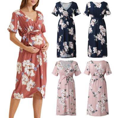 China CyalaaSpring Summer New Women's Floral Pregnant Amazon Printing Lace Up Dress American European Print Breathable Fashion Long Skirt for sale