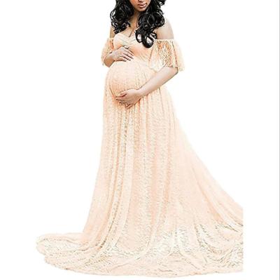 China Spring Cyalaa Women's Beautiful Breathable European American Bright Lace Long Sleeve Elegant Dress For Pregnant Women for sale