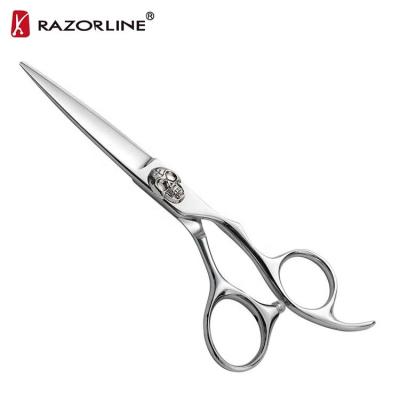 China Right Handed Scissors Razorline CK17 Hair Cutting Sharp Barber Scissors Professional Thread Razor Screw Skull Scissors for sale