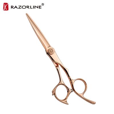 China Golden Stainless Steel Barber Scissors Right-Hand Hair Cutting Scissors Razorline AK27-RG Japan Steel Scissors for sale