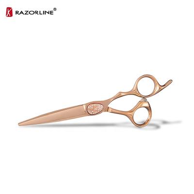 China Gold Hair Scissors Fashion Rose Gold Color Shears Super 440C Stainless Steel Professional Salon Use Hair Scissors for sale