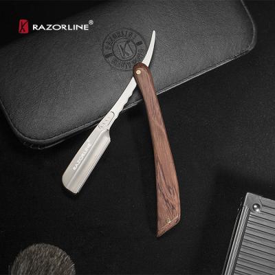 China High Quality Single Blade Razorline H15WY Stainless Steel Brown Barber Face Shaving Razor Wood Handle for sale