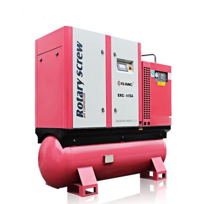 China 10HP 7.5Kw Lubricated Low Noise Combo Screw Air Compressor With 300L Air Tank for sale