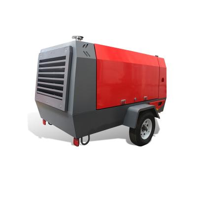 China 13 Bar 375 Cfm Lubricated Diesel Portable Screw Air Compressor For Road Construction for sale