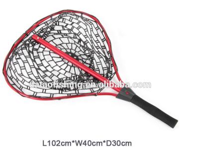 China Expandable Aluminum Monofilament Fish Landing Net, Rubber Handle for sale