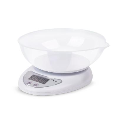 China With Tray Multifunctional ABS PS 5Kg LCD Display Food Digital Kitchen Scale With Detachable Bowl for sale