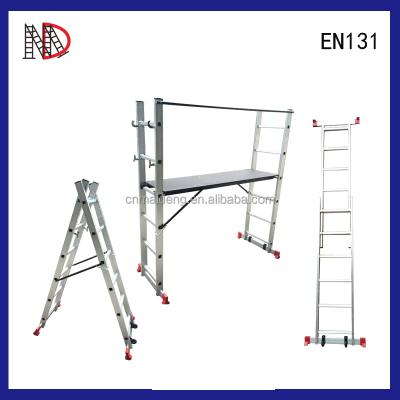 China Folding Ladders 4 in 1 Aluminum Multi Purpose Scaffolding Ladder DIY with Wooden Working Platform for sale