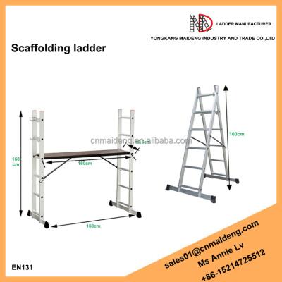 China Folding Ladders EN131 Approved Adjustable Work Platforms Scaffolding Ladder for sale