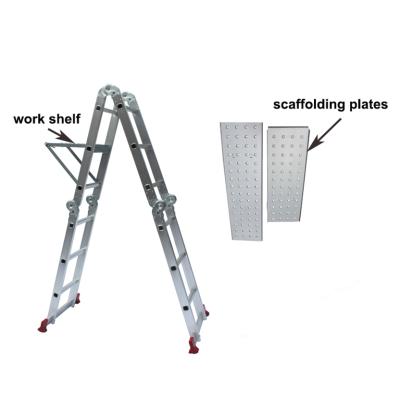 China Multifunctional Folding Ladders Step Ladder H Type Aluminum Telescopic Safe Scaffolding With Wheels for sale