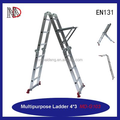 China Folding Ladders Wholesale 16 Steps Multi Purpose Compact Aluminum Folding Step Ladders with CE EN131 for sale