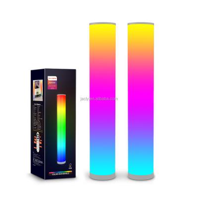 China New Contemporary Design 2 Packs Phone Control RGBIC Wifi BLE And White Cylindrical LED Light Floor Lamp With Buttons For Living Room for sale