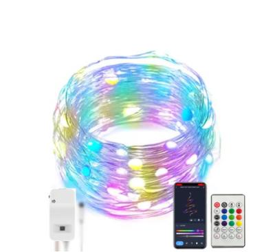 China Contemporary Wifi LED Remote Control Smart String App Decoration RGBIC Festival Fairy Lights with USB Cable for Christmas Tree DIY for sale