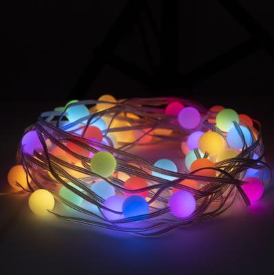 China Factory Price RGBIC Electric Fairy Lights In Curtain Modes Atmosphere Direct Indoor Multiple Colored String Globe Contemporary Smart LED With USB Power for sale