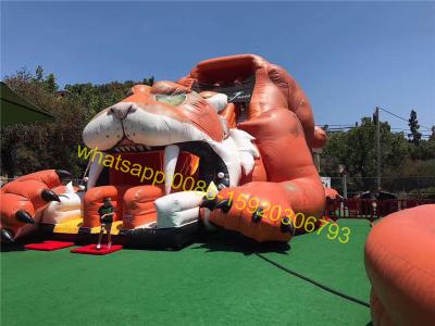 China giant tiger bouncy castle slide for sale