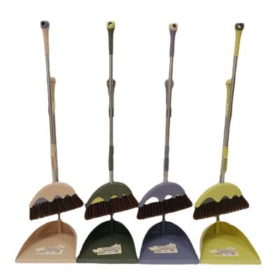 China New Fashion JS-2536 Household Long Iron Handle Cepillo Escoba Broom And Dustpan Wholesale Sweep Sweep Clean Set for sale