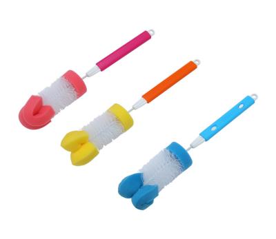 China JS-2529 Multifuctional Long Handle Baby Bottle Tea Sponge Cup Small Sustainable Cleaning Brush With Telescopic Handle for sale