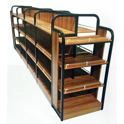 China Metal Shelf Supermarket Double-Sided Store Manufacturer Rack Display Stand Store Wood Grocery Shelf for sale